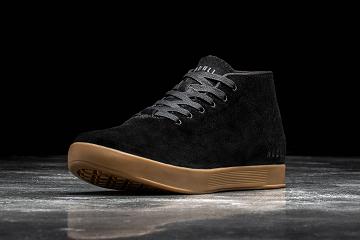 Black Nobull Dark Gum Suede Mid Men's Trainers | CA X1355Y